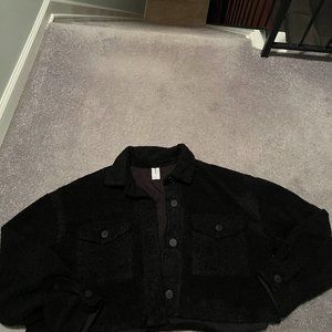 Black Fuzzy Cropped Jacket